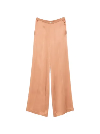 Forte Forte High Waist Satin Wide Leg Trousers In Brown