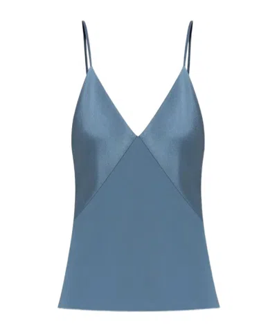 Forte Forte Satin-panelled Top In Blue