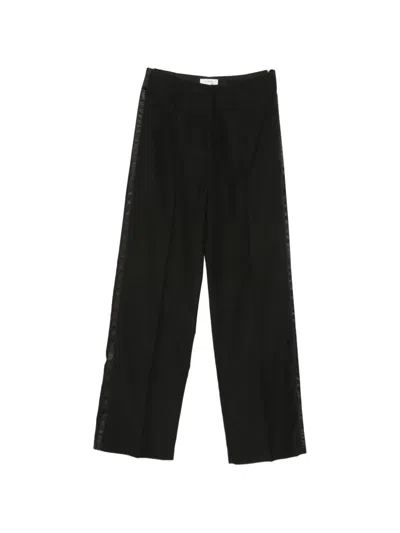 Forte Forte Wool Blend Trousers Side Stripe Detail In Black