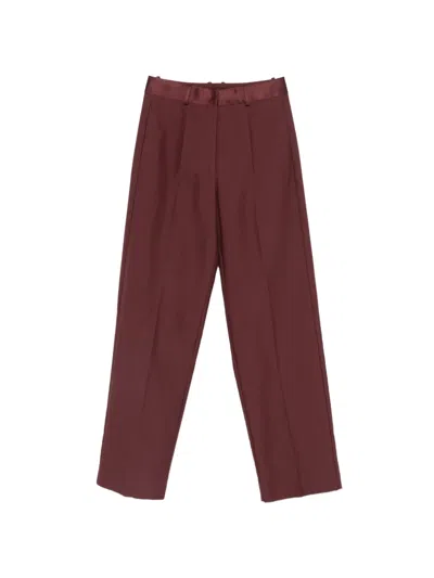 Forte Forte Satin-waistband Pressed-crease Trousers In Red