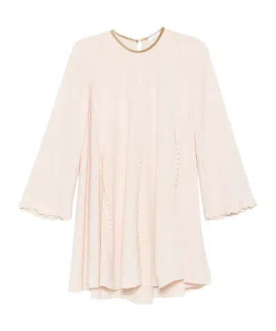 Forte Forte Scallop-trimmed Round-neck Mini Dress In White