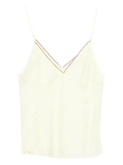 Forte Forte Scalloped V-neck Top In Yellow