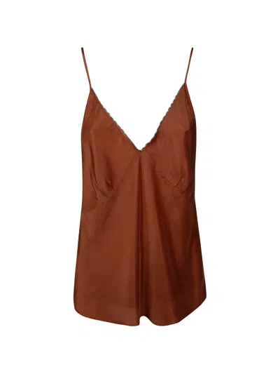 Forte Forte Scalloped V-neck Blouse In Brown