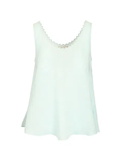 Forte Forte Scalloped-edge Embroidered Top In Green