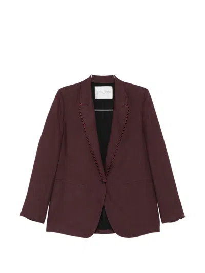 Forte Forte Scalloped-edge Peak-lapel Blazer In Burgundy