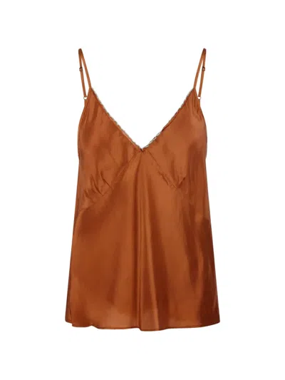 Forte Forte Scallop-trim Camisole Top In Brown