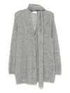 Forte Forte Open Front Cardigan Attached Scarf In Gray