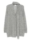 Forte Forte Open Front Cardigan Attached Scarf In Gray
