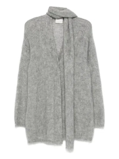 FORTE FORTE SCARF-DETAILED CARDIGAN