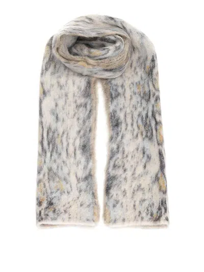 Forte Forte Scarf With Plumes De Python Jacquard Motif In Gray