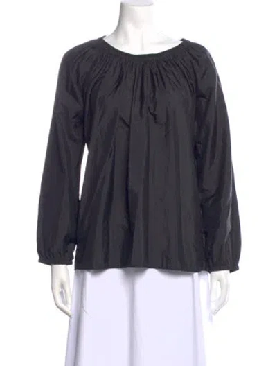 Pre-owned Forte Forte Scoop Neck Long Sleeve Blouse In Black