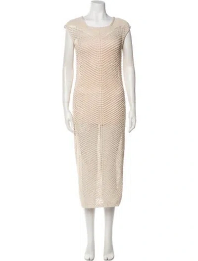 Pre-owned Forte Forte Scoop Neck Midi Length Dress W/ Tags In Neutral