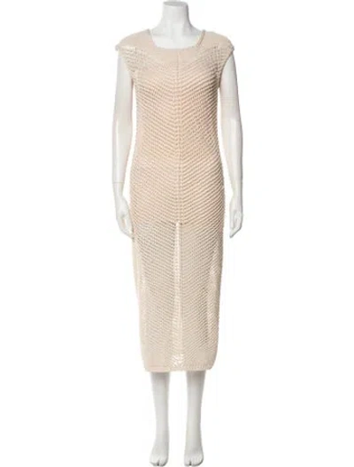 Pre-owned Forte Forte Scoop Neck Midi Length Dress W/ Tags In Neutral