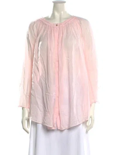 Pre-owned Forte Forte Scoop Neck Three-quarter Sleeve Blouse In Pink
