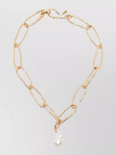 Forte Forte Sculptural Necklace Hammered Finish Baroque Pendant In Gold