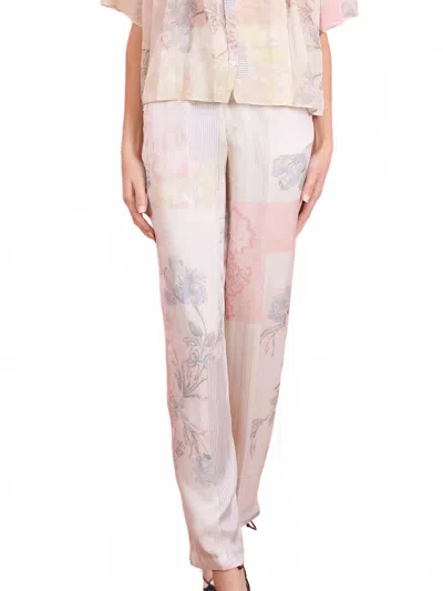 Forte Forte Secret Garden Print Viscose Silk Twill Pants In Pesco In Pink