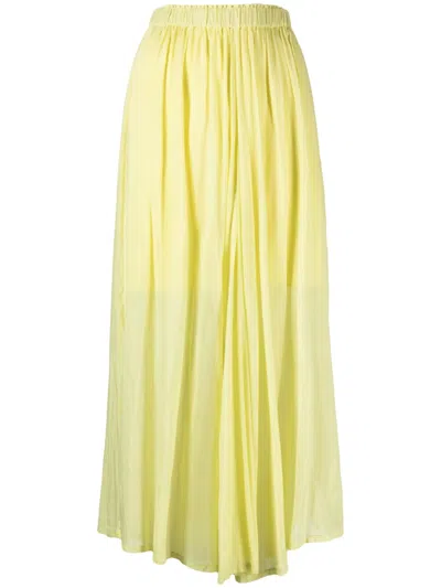 Forte Forte Semi-sheer Elasticated-waist Midi Skirt In Yellow
