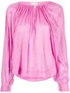 Forte Forte Semi-sheer Pleated Blouse In Pink