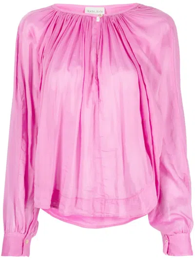 Forte Forte Semi-sheer Pleated Blouse In Pink