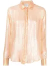 Forte Forte Iridescent Semi-sheer Textured Shirt In Orange
