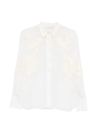 Forte Forte Semi-sheer Ivory Shirt With Floral Decorations  In White
