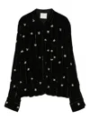 Forte Forte Velvet Shirt With A Relaxed Fit And Petites Etoiles Embroidered Details In Black