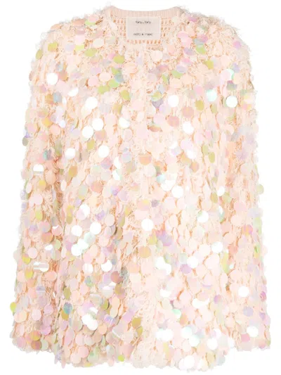 Forte Forte Paillette-embellished Loop-knit Cardigan In Pink