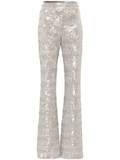 Forte Forte Sequined Flared Trousers In Silver