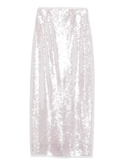 Forte Forte Sequined Long Skirt In Silver