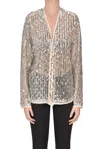 Forte Forte Sequined Tulle Shirt Jacket In Silver