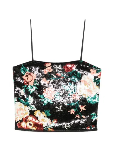 Forte Forte Sequined Floral Square Neck Bralette Top In Multi