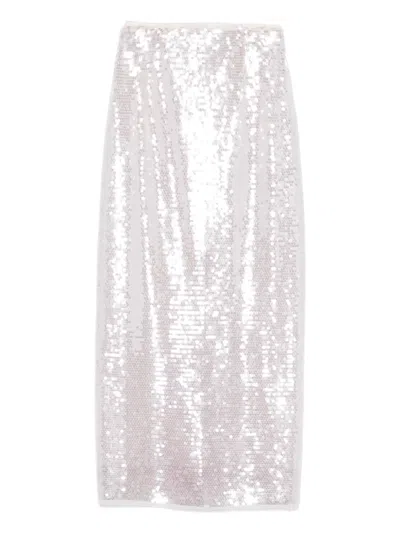 Forte Forte Sequin-embellished Pencil Skirt In Silver