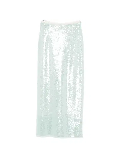 Forte Forte High Waist Midi Skirt Sequin Embellishment In Gray