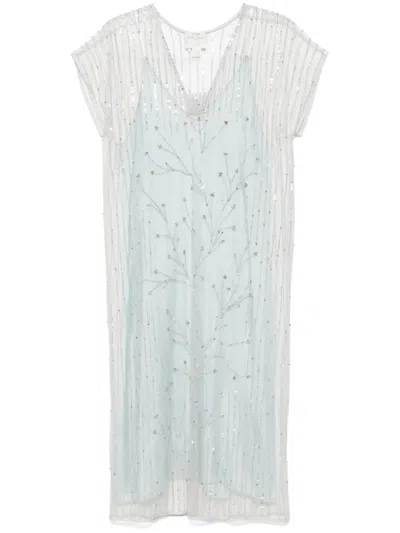 Forte Forte Women Embroidered Tulle Long Dress In Blue