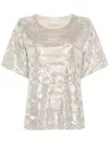 Forte Forte Sequinned Short-sleeve Blouse In Silver