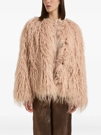 Forte Forte Shaggy Faux-fur Jacket In Pink