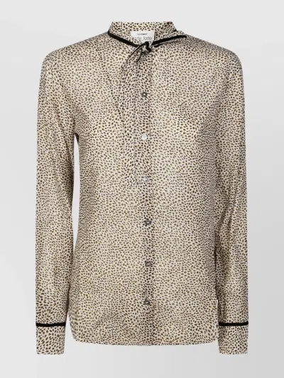 Forte Forte Sheer Animal Print Tie Detail Shirt In Neutral