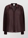 FORTE FORTE SHEER COTTON SHIRT WITH FRINGED PLEATED COLLAR