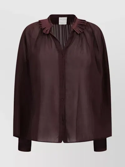 Forte Forte Sheer Cotton Shirt With Fringed Pleated Collar
