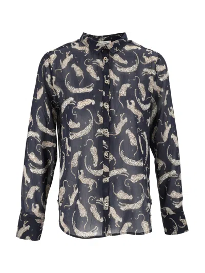 Forte Forte Royal Leopard-print Long-sleeve Shirt In Black