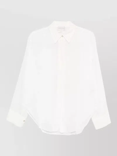 Forte Forte Sheer Long Sleeve Shirt Point Collar In White