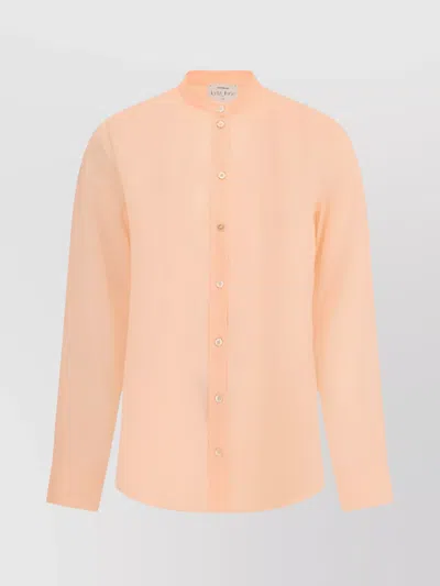 Forte Forte Sheer Silk Voile Mandarin Collar Blouse In Nude