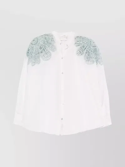 Forte Forte Sheer Stand-up Collar Embroidered Shirt In White