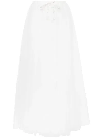 Forte Forte Sheer Tulle Maxi Skirt In White