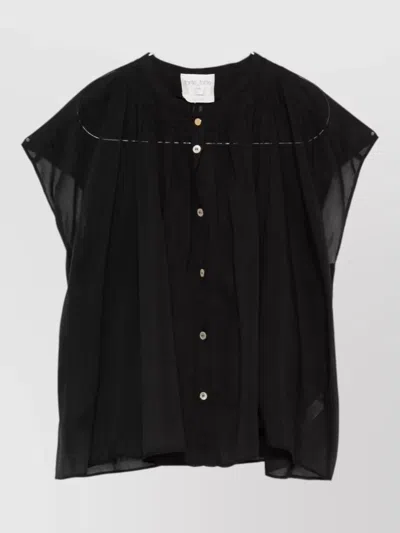 Forte Forte Sheer Voile Cotton Silk Pleated Shirt In Black