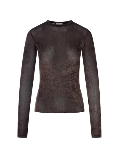 Forte Forte Sheer-finish Long-sleeve T-shirt In Brown