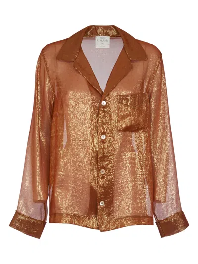 Forte Forte Shiny Buttoned Shirt In Bronze