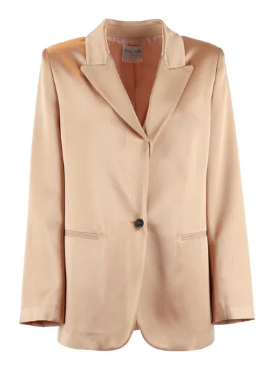 Forte Forte Shiny Envers Satin Tailored Jacket In Gold