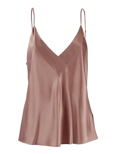 Forte Forte Shiny Stretch Silk Satin Slip Tank Top In Pink