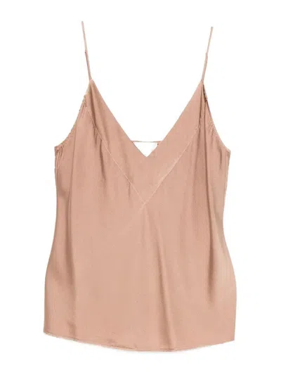 Forte Forte Stretch Silk Satin Slip Top V Neckline In Pink